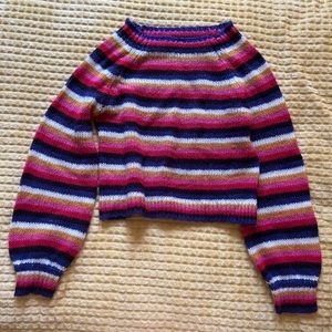 striped cropped sweater long sleeve